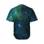 Dark Green Galaxy Space Print Men's Baseball Jersey