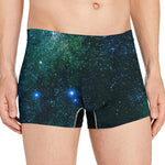 Dark Green Galaxy Space Print Men's Boxer Briefs