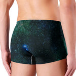Dark Green Galaxy Space Print Men's Boxer Briefs