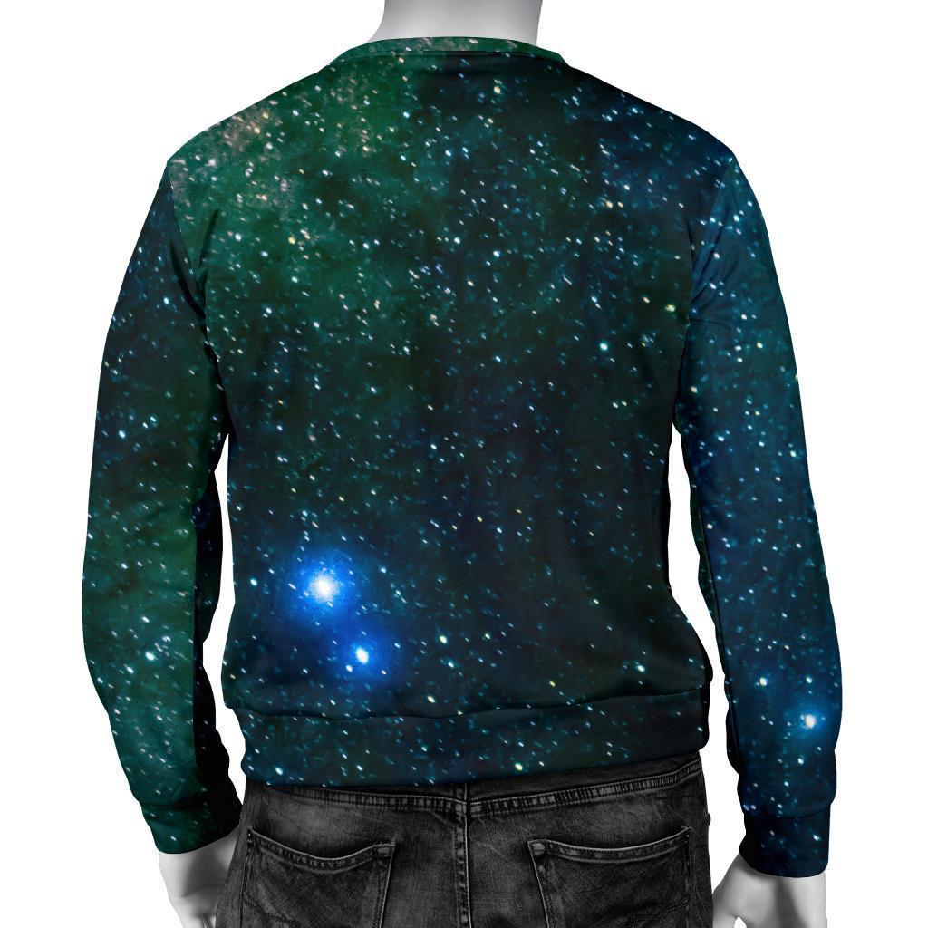 Dark Green Galaxy Space Print Men's Crewneck Sweatshirt GearFrost