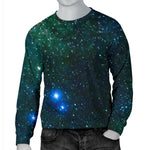 Dark Green Galaxy Space Print Men's Crewneck Sweatshirt GearFrost