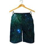 Dark Green Galaxy Space Print Men's Shorts