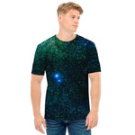 Dark Green Galaxy Space Print Men's T-Shirt