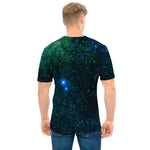 Dark Green Galaxy Space Print Men's T-Shirt