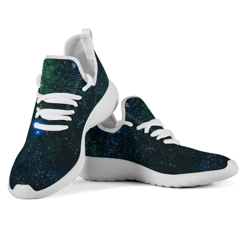 Dark Green Galaxy Space Print Mesh Knit Shoes GearFrost