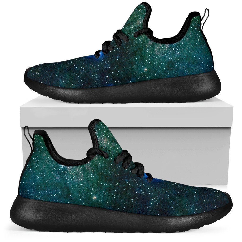 Dark Green Galaxy Space Print Mesh Knit Shoes GearFrost