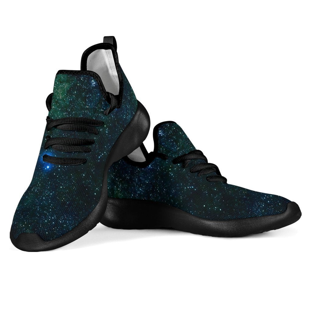 Dark Green Galaxy Space Print Mesh Knit Shoes GearFrost