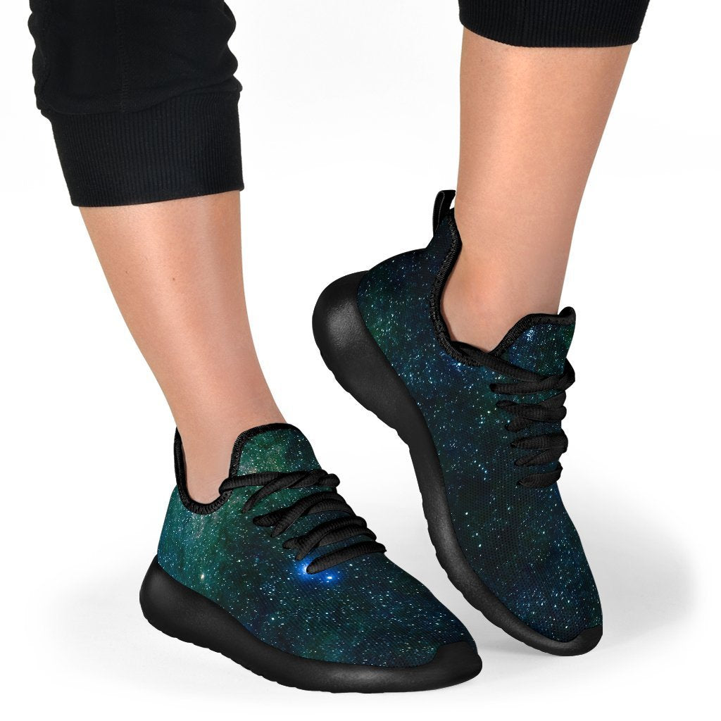 Dark Green Galaxy Space Print Mesh Knit Shoes GearFrost