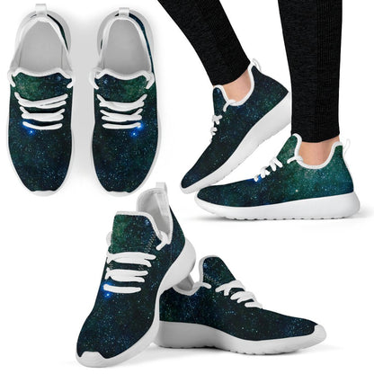 Dark Green Galaxy Space Print Mesh Knit Shoes GearFrost