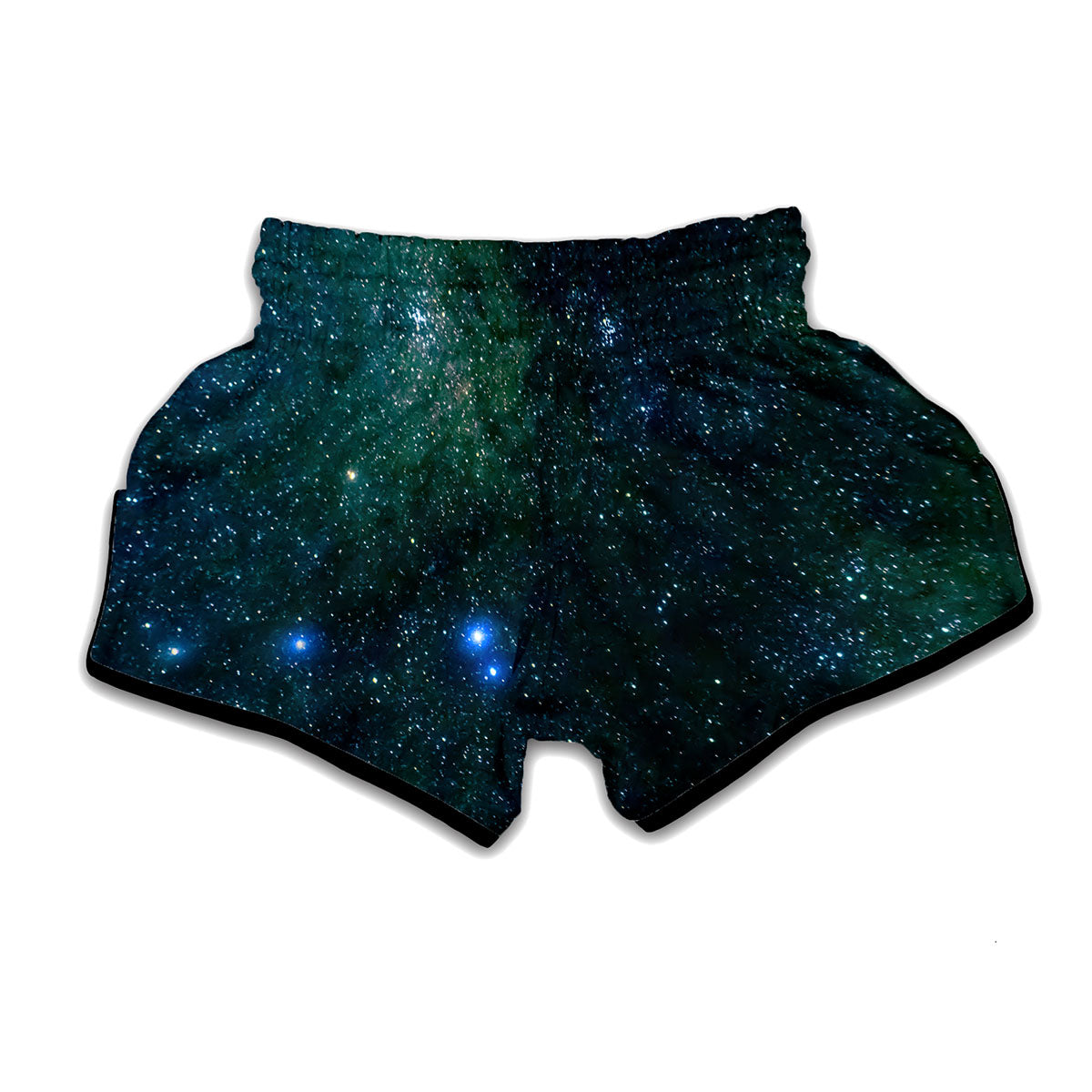 Dark Green Galaxy Space Print Muay Thai Boxing Shorts