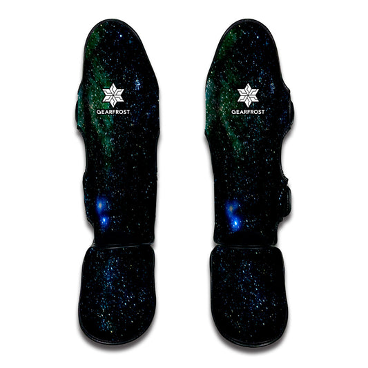Dark Green Galaxy Space Print Muay Thai Shin Guard