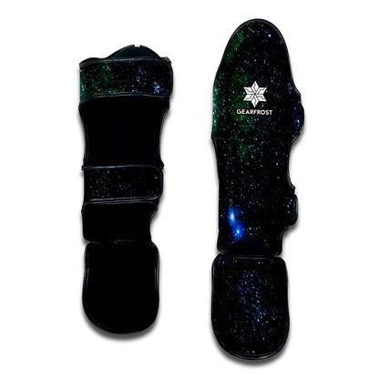 Dark Green Galaxy Space Print Muay Thai Shin Guard