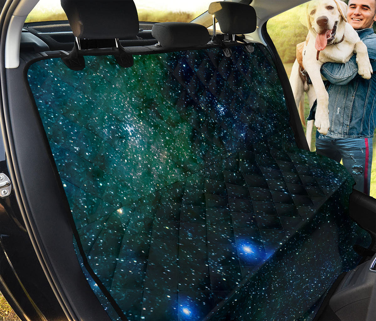 Dark Green Galaxy Space Print Pet Car Back Seat Cover