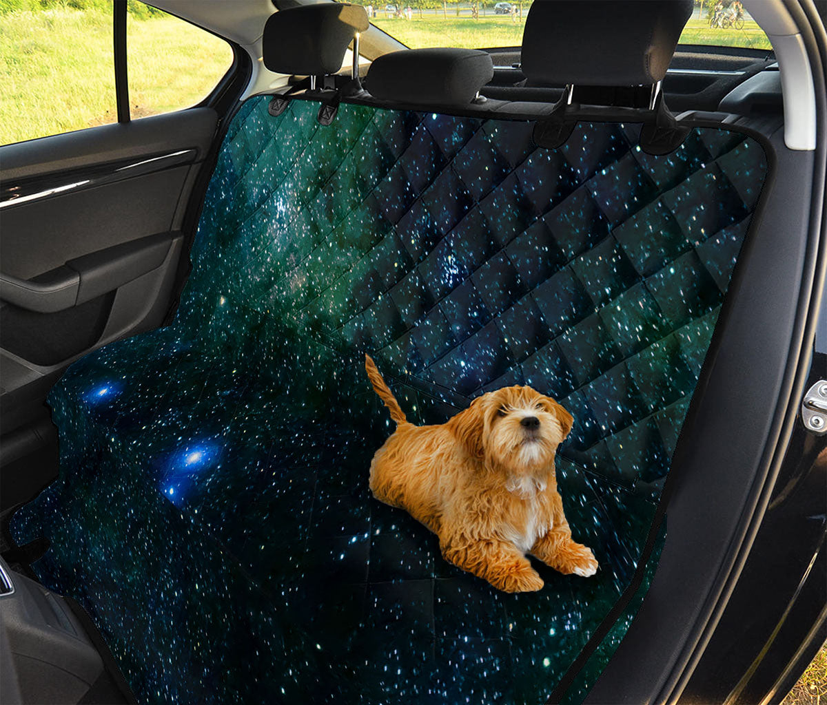 Dark Green Galaxy Space Print Pet Car Back Seat Cover