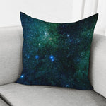 Dark Green Galaxy Space Print Pillow Cover