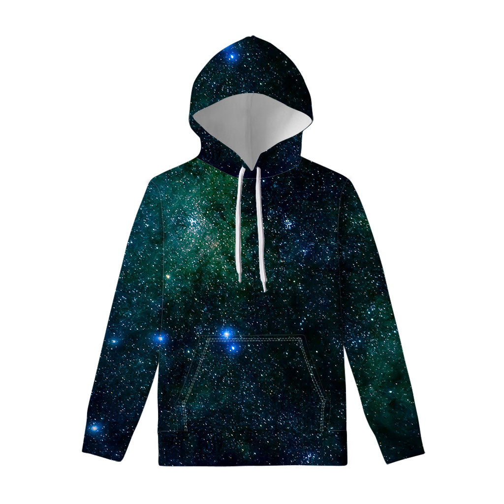 Dark Green Galaxy Space Print Pullover Hoodie