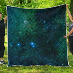Dark Green Galaxy Space Print Quilt