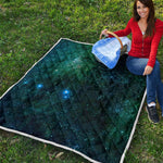 Dark Green Galaxy Space Print Quilt