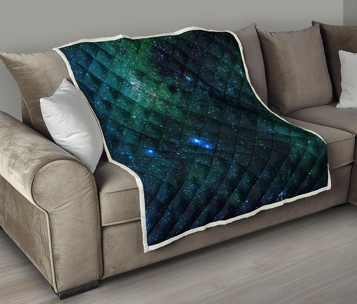 Dark Green Galaxy Space Print Quilt