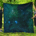 Dark Green Galaxy Space Print Quilt