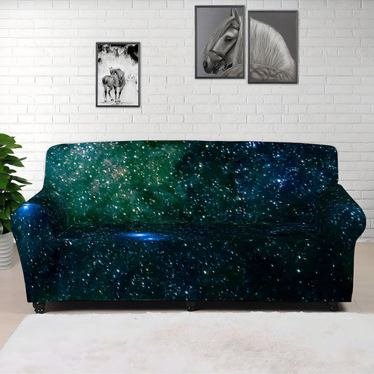 Dark Green Galaxy Space Print Sofa Cover