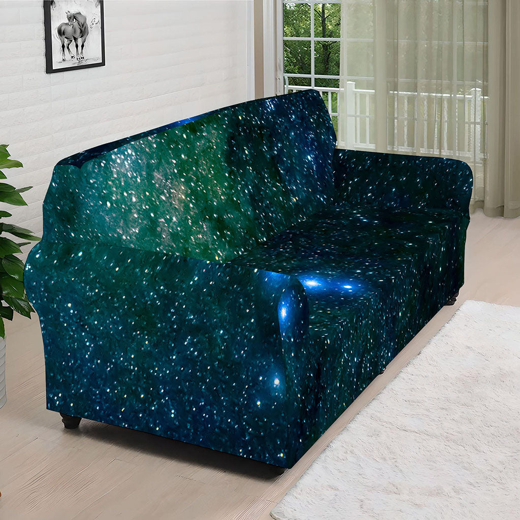 Dark Green Galaxy Space Print Sofa Cover