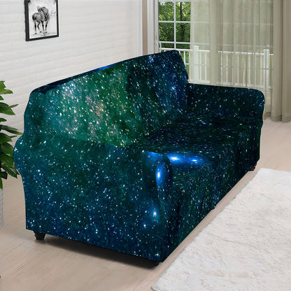 Dark Green Galaxy Space Print Sofa Cover