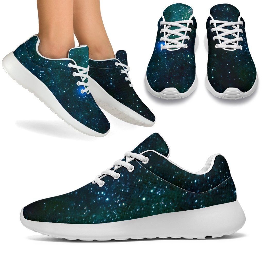 Dark Green Galaxy Space Print Sport Shoes GearFrost