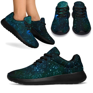 Dark Green Galaxy Space Print Sport Shoes GearFrost