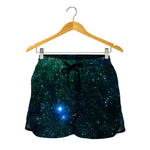Dark Green Galaxy Space Print Women's Shorts