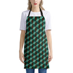 Dark Green Geometric Cube Pattern Print Apron