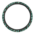 Dark Green Geometric Cube Pattern Print Car Steering Wheel Cover