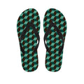 Dark Green Geometric Cube Pattern Print Flip Flops