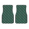 Dark Green Geometric Cube Pattern Print Front Car Floor Mats