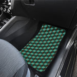 Dark Green Geometric Cube Pattern Print Front Car Floor Mats