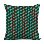Dark Green Geometric Cube Pattern Print Pillow Cover