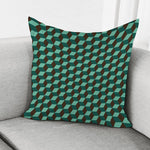 Dark Green Geometric Cube Pattern Print Pillow Cover