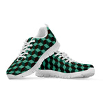 Dark Green Geometric Cube Pattern Print White Sneakers
