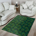 Dark Green Hemp Pattern Print Area Rug