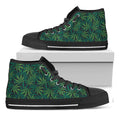 Dark Green Hemp Pattern Print Black High Top Sneakers