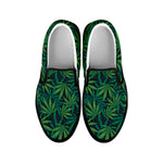 Dark Green Hemp Pattern Print Black Slip On Shoes
