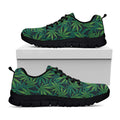 Dark Green Hemp Pattern Print Black Running Shoes