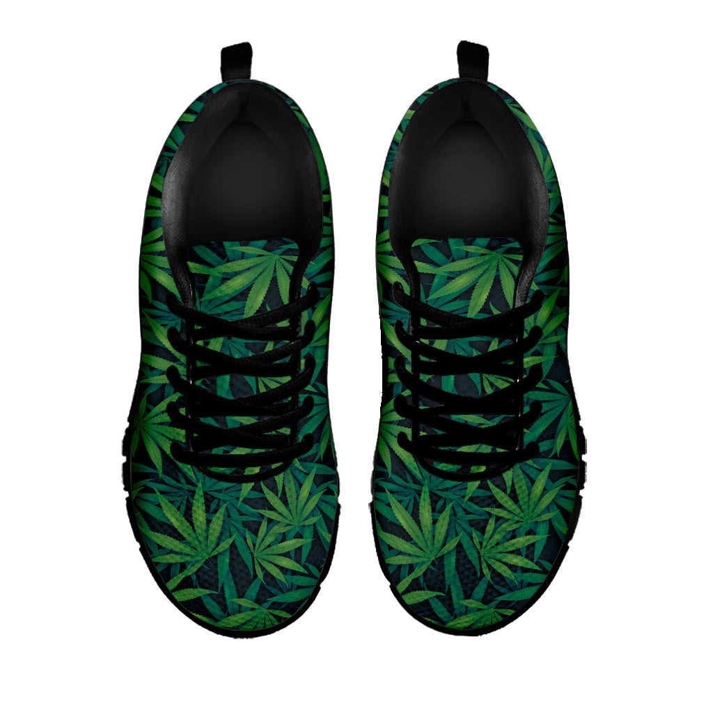 Dark Green Hemp Pattern Print Black Sneakers