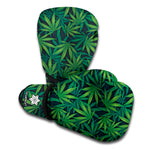 Dark Green Hemp Pattern Print Boxing Gloves