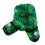 Dark Green Hemp Pattern Print Boxing Gloves