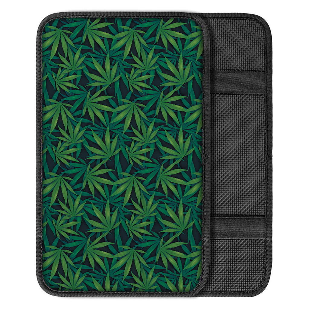 Dark Green Hemp Pattern Print Car Center Console Cover