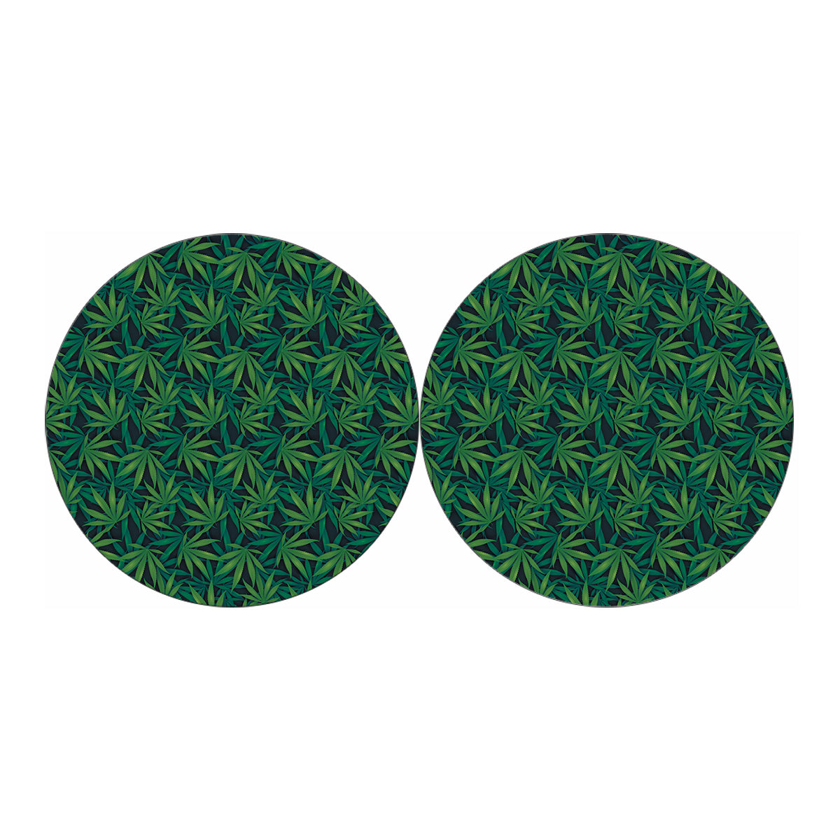 Dark Green Hemp Pattern Print Car Coasters