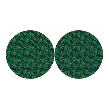 Dark Green Hemp Pattern Print Car Coasters