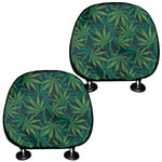 Dark Green Hemp Pattern Print Car Headrest Covers