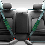 Dark Green Hemp Pattern Print Car Seat Belt Covers